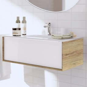 Mobile sottolavabo e lavabo Neo rovere miele L 90 x H 32 x P 48 cm 1 vasca