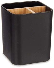 Portaspazzolini da Denti Nero Bambù polipropilene 9 x 11 x 9 cm (6 Unità)