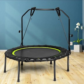 Costway Trampolino da fitness pieghevole 102 cm, Mini trampolino con 2 bande di resistenza, Verde