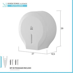 Distributore di carta igienica a rotoli fino a 300 mt in ABS bianco