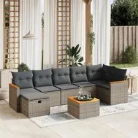 Set Divano da Giardino 8 pz con Cuscini Grigio in Polyrattan 3265323