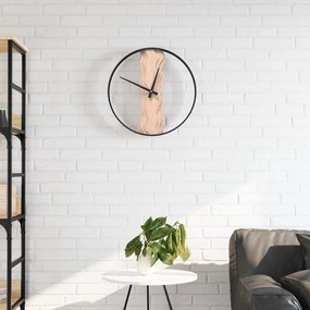 Orologio A Parete Marrone Ø35 Cm İn Ferro E Legno Di Quercia /
