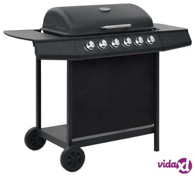 vidaXL Barbecue Griglia a Gas con 6 Fornelli Acciaio Nero