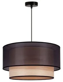 Duolla - Lampadario a sospensione con filo WOOD BOHO 1xE27/15W/230V diametro 45 cm nero/beige