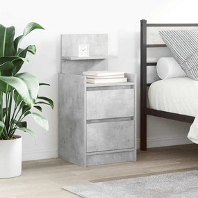 Comodino Con 2 Cassetti Grigio Cemento 38x34x80 Cm /