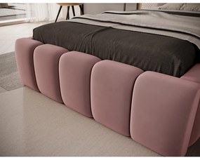 Letto singolo imbottito rosa con contenitore con rete inclusa 90x200 cm Lamica – ELTAP