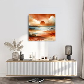 Quadro su tela – Tramonto rosso sopra il paesaggio