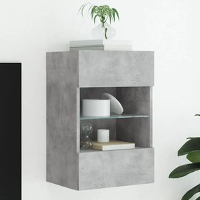 Mobile tv a parete con luci led grigio cemento 40x30x60,5 cm