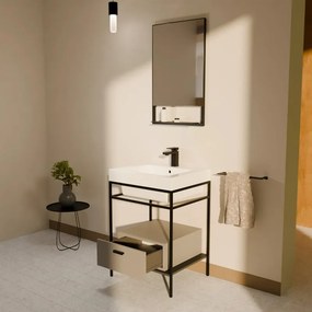 Specchio con illuminazione integrata bagno rettangolare COLAVENE L 55 x H 55 x P 7 cm nero