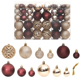 Set Palline di Natale 100 pz 3/4/6 cm, Champagne e Marrone