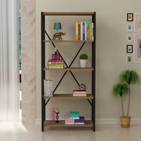 Libreria Industrial 5 Ripiani 64x30x150 Frida Noce