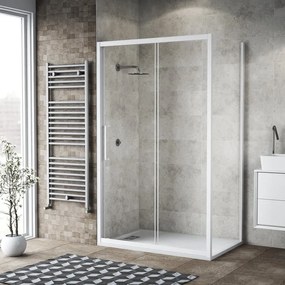 Box doccia con ingresso frontale scorrevole Record L 105 x H 195 cm, vetro 6 mm vetro senza finitura / trasparente profilo bianco spazzolato
