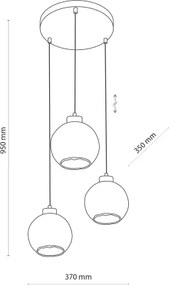 Lampadario LED a sospensione su cavo DEVI 3xE27/15W/230V nero/beige fumé