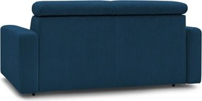 Divano in blu scuro allungabile con rivestimento in velluto a coste 195 cm Monaco – Bobochic Paris