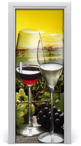 Adesivo per porta interna Vino e uva 75x205 cm