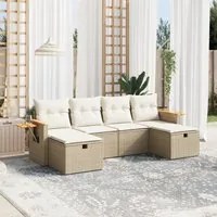 Set Divano da Giardino 6 pz con Cuscini Beige in Polyrattan 3265559