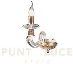 Applique 1306 1 luce trasparente e oro attacco e14 h.20cm