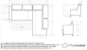 Divano letto angolare in velluto turchese (angolo destro) Sweet Harmony - Miuform