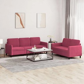 Set Di Divani 2 Pz Rosso Vino İn Velluto /