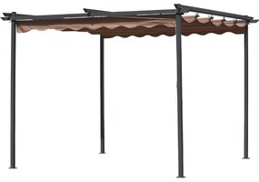 Pergola 3x3 da Giardino Esterno, Top in Poliestere Retrattile Ecrù 180 g/mq, Struttura in Acciaio per Terrazza, Piscina