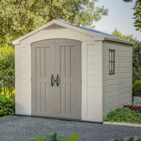 Casetta da giardino KETER in resina Factor con porta doppio battente, superficie totale 6.55 m² e spessore parete 16 mm