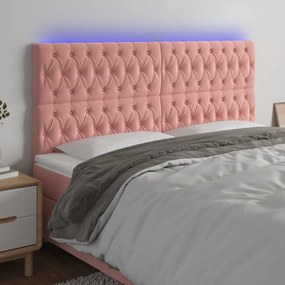Testiera A Led Rosa 180x7x118/128 Cm İn Velluto /