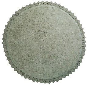 Tappeto rotondo verde in cotone lavabile e tessuto a mano ø 110 cm Perla Olive – Nattiot
