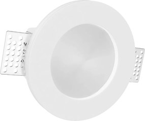 Portafaretto Rotondo Ø120x60mm GU10 in Gesso Pitturabile con Vetro