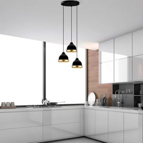 Lampadario a sospensione con cavo YILDO 3xE27/40W/230V nero/oro