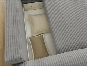 Divano angolare in grigio scuro allungabile (con penisola a destra) con rivestimento in velluto a coste Lucien – Bobochic Paris