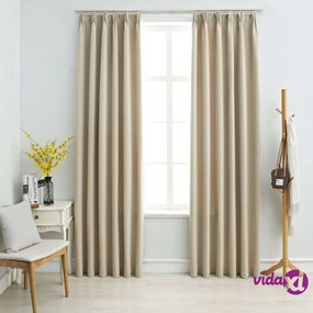 vidaXL Tende Oscuranti con Ganci 2 pz Beige 140x175 cm