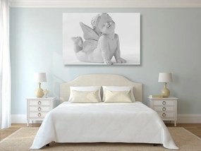 Quadro su tela – Statua d'angelo adorabile in bianco e nero