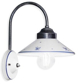 Applique Classica Asti Ottone E Ceramica Nero Sfumato Argento 1 Luce E27