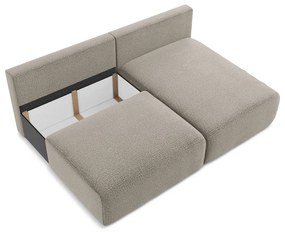 Divano angolare beige allungabile/con contenitore (con penisola a destra) Kalena – Makamii