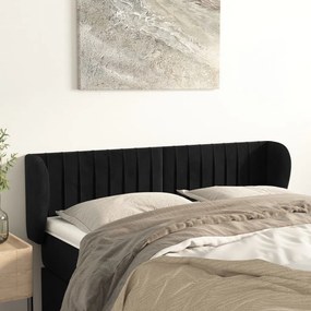 Testiera Ad Orecchio Nera 147x23x78/88 Cm İn Velluto /
