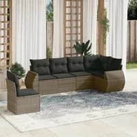 Set Divano da Giardino 6 pz con Cuscini Grigio in Polyrattan 3253767