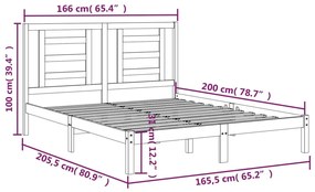 Giroletto Bianco in Legno Massello di Pino 160x200 cm