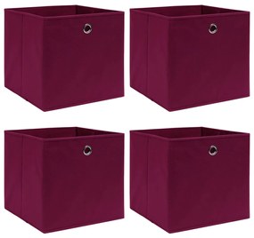 Scatole Con Coperchi 4pz Rosso Scuro 32x32x32 Cm Tessuto /