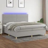 Letto a Molle Materasso e LED Grigio Chiaro 200x200 cm Tessuto 3135621