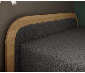 Letto singolo imbottito/in truciolato giallo ocra/grigio scuro con contenitore e materasso inclusi 80x190 cm Parys – ELTAP