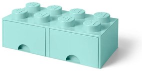 Scatola portaoggetti verde menta con due cassetti - LEGO®