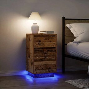 Comodino Con Luci Led Legno Antico 38x34x65 Cm /