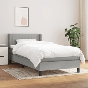 Giroletto A Molle Con Materasso Grigio Chiaro 90x190 Cm Tessuto /
