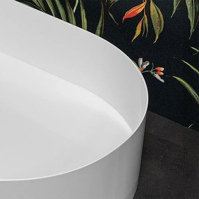 Lavabo da appoggio ovale 58x38 cm in acciaio inox bianco opaco Goya