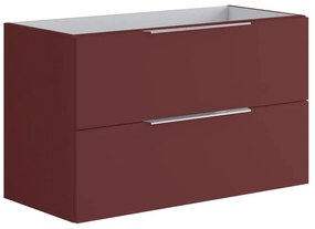 Mobile da bagno sospeso sotto lavabo L 99.5 x H 60 x P 45.5 cm rosso opaco, 2 cassetti Brera