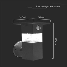 Lampada LED Solare da Giardino 3W con Sensore PIR 3000K IP54