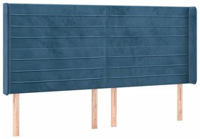 Letto a Molle con Materasso e LED Blu Scuro 180x200 cm