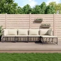 Set Divani da Giardino 5 pz con Cuscini Antracite in Polyrattancod mxl 124477