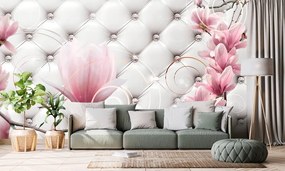 Carta da parati – Magnolia con imitazione pelle