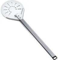 PALA PIZZA FORATA IN ALLUMINIO TONDA 18 x L. 61 cm SILVER OMPAGRILL 01861